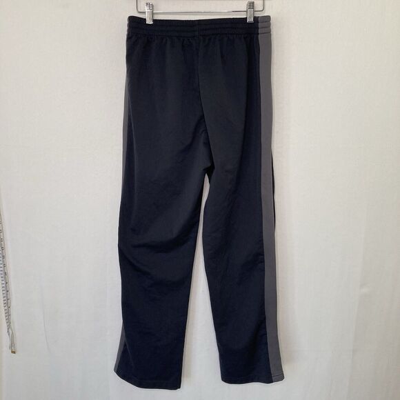 Adidas Black Gray Track Pants Mens Size Medium Classic Straight Leg Logo Active - Picture 2 of 10